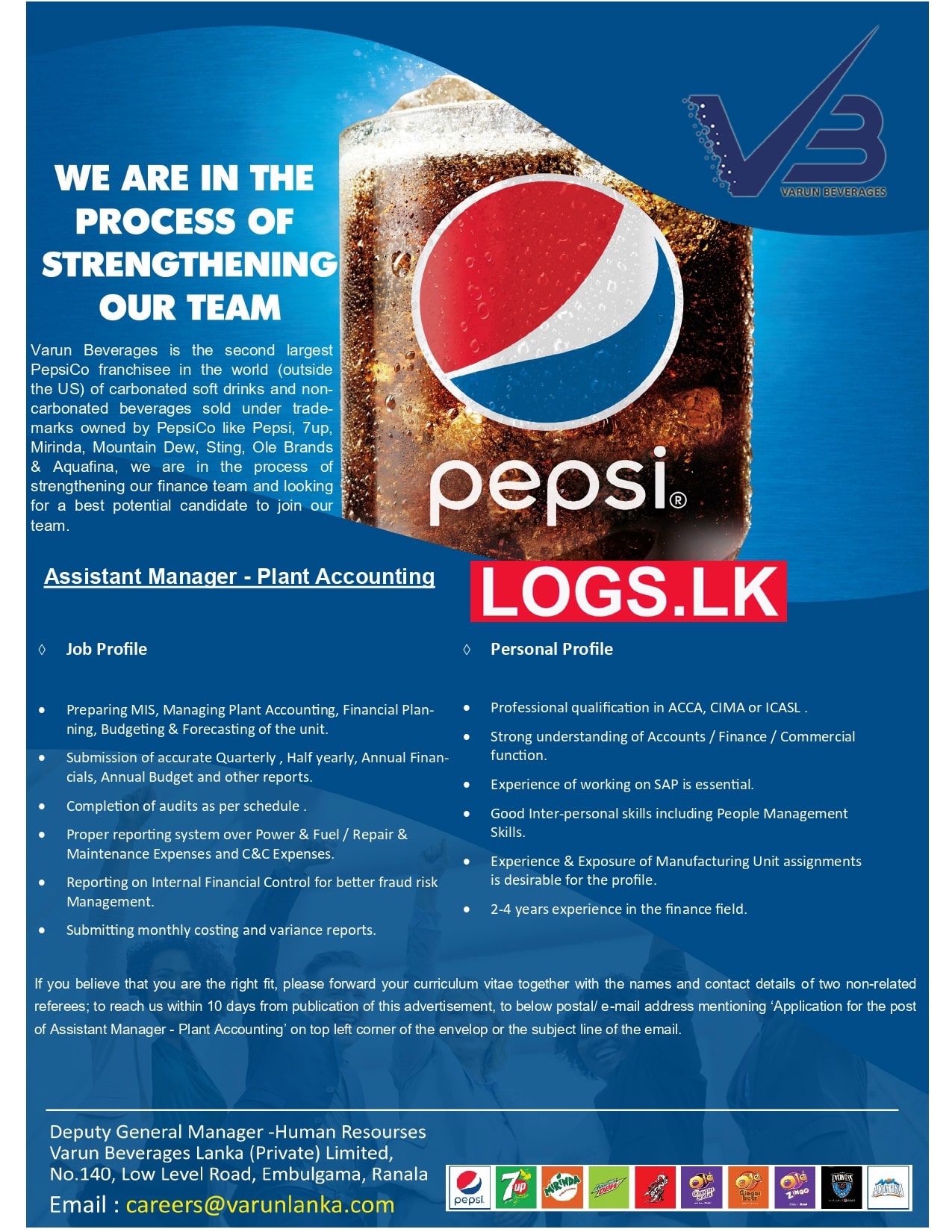 Assistant Manager Plant Accounts Pepsi Job Vacancies 2024